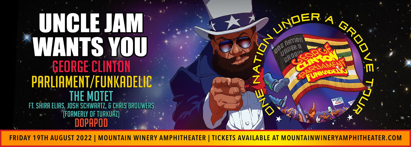 One Nation Under A Groove: George Clinton and Parliament Funkadelic, Karl Denson's Tiny Universe & The Motet at Mountain Winery Amphitheater
